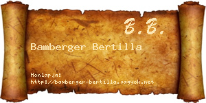 Bamberger Bertilla névjegykártya